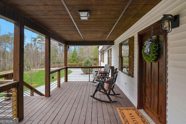 wooden deck with covered porch