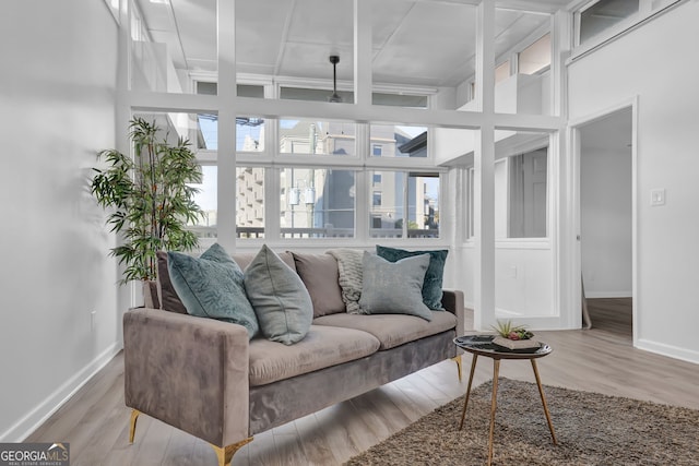 living room with hardwood / wood-style floors