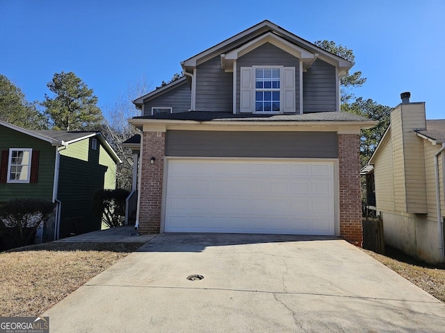 view of front property with a garage