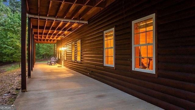 view of home's exterior with covered porch