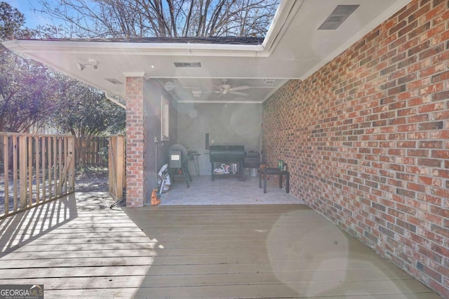 deck featuring grilling area