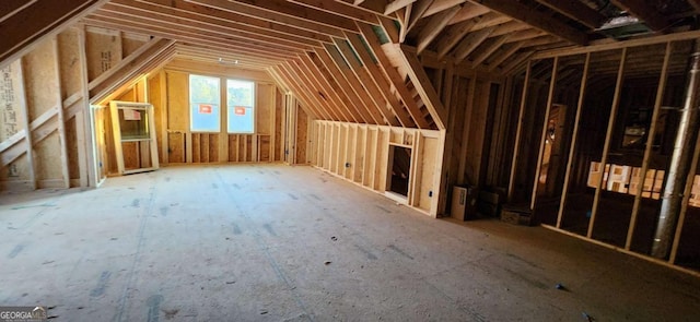 view of unfinished attic