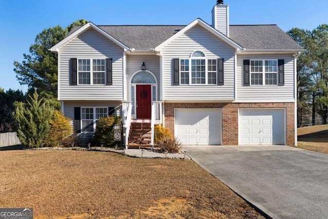 bi-level home with a garage