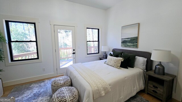 doorway to outside with light hardwood / wood-style floors