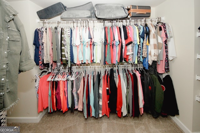 spacious closet with carpet flooring