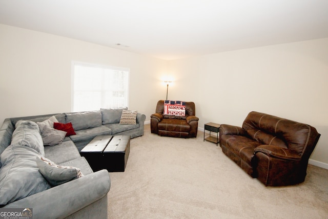 living room featuring carpet flooring