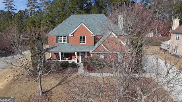 view of front of home featuring covered porch