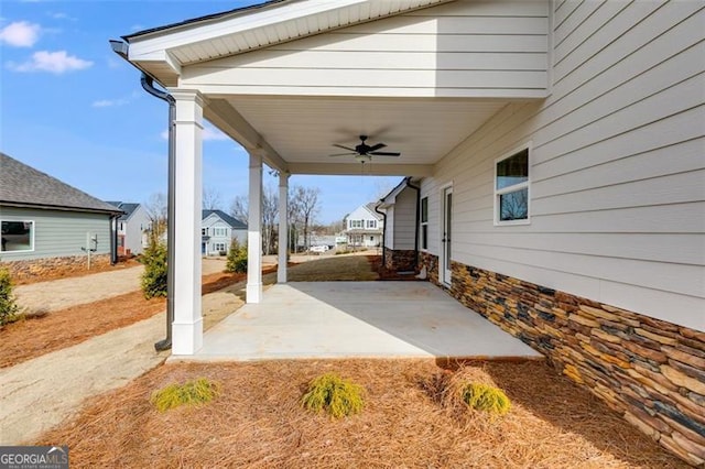 view of patio / terrace featuring ceiling fan