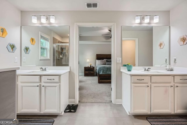 bathroom featuring vanity and walk in shower