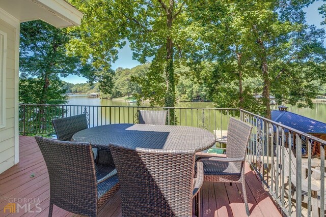 dock area featuring a water view