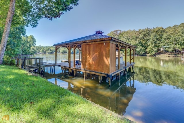 view of dock featuring a water view