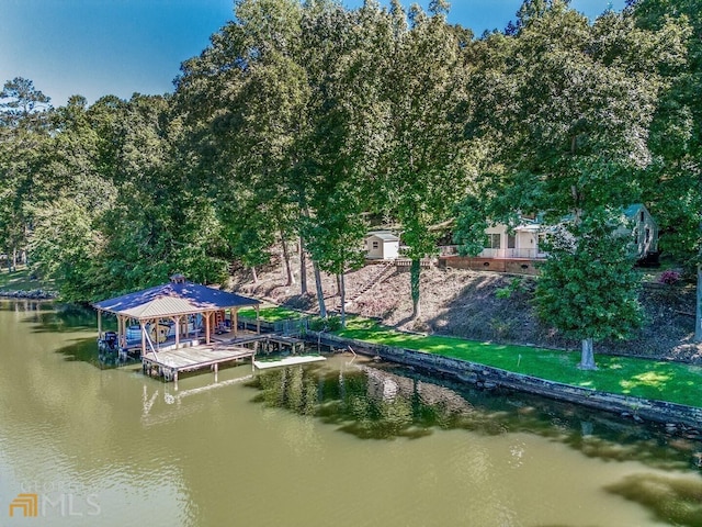 view of dock featuring a water view