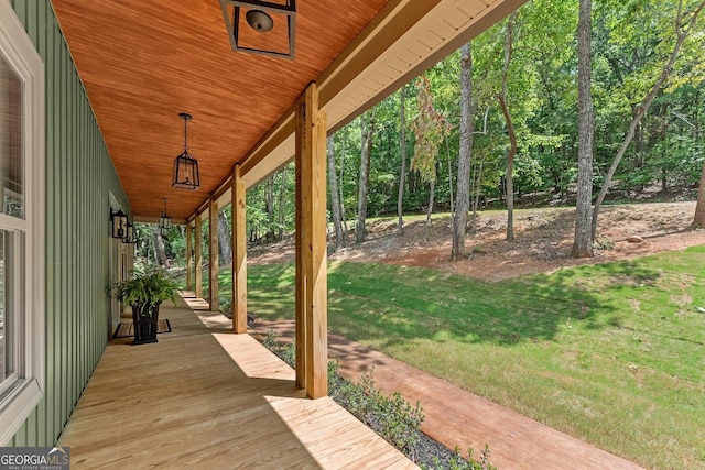 wooden deck with covered porch