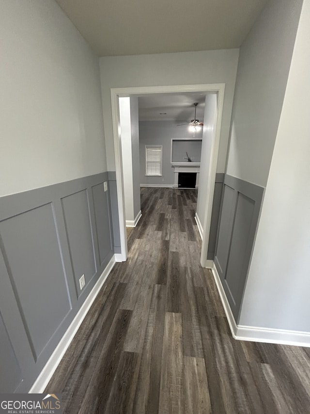 hall with dark hardwood / wood-style floors