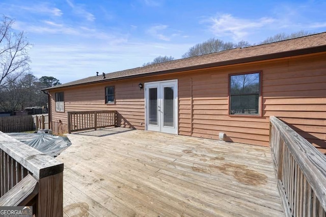 wooden deck with french doors