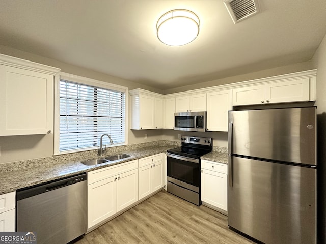 kitchen with white cabinetry, sink, and appliances with stainless steel finishes