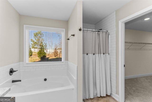 bathroom with plus walk in shower