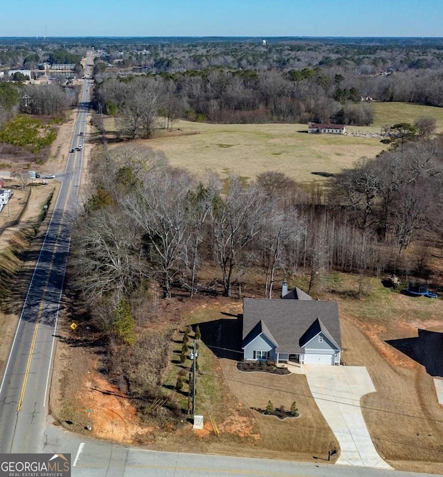 aerial view with a rural view