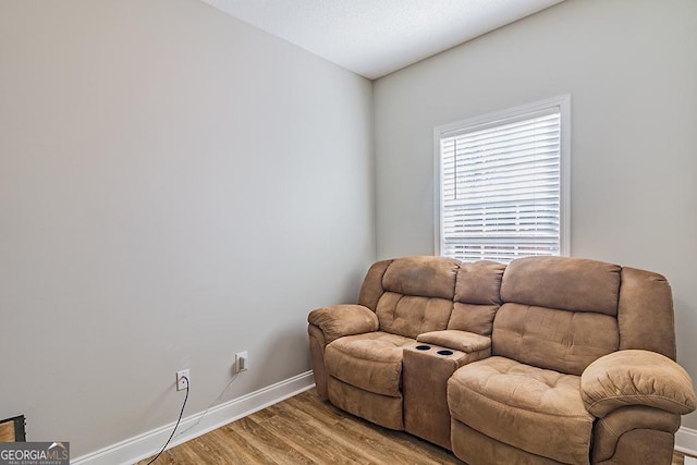 living area featuring light hardwood / wood-style flooring