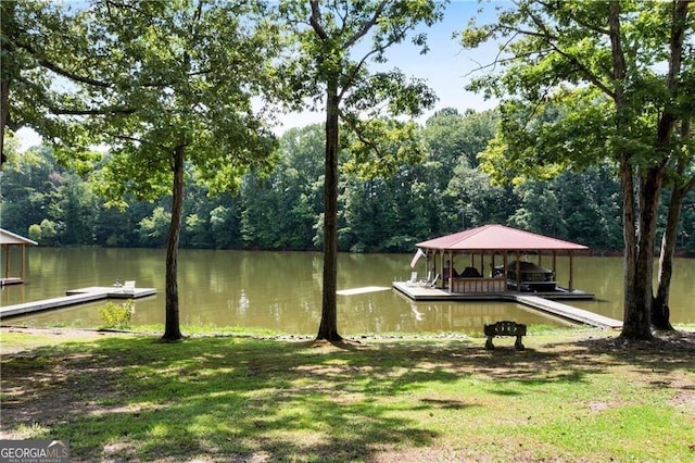 dock area featuring a water view