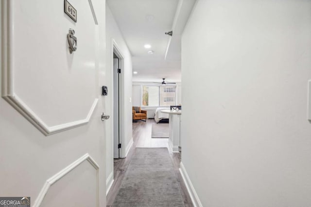 hall featuring hardwood / wood-style flooring