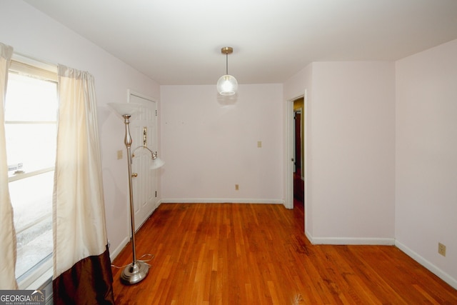 unfurnished dining area with wood-type flooring