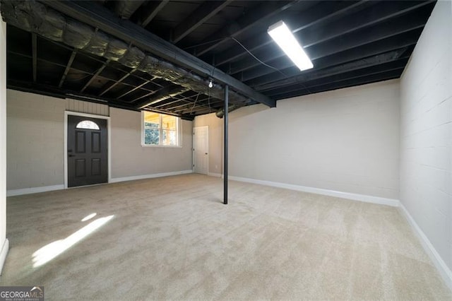 basement with carpet