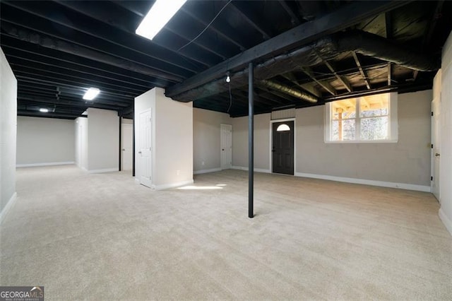 basement with carpet floors