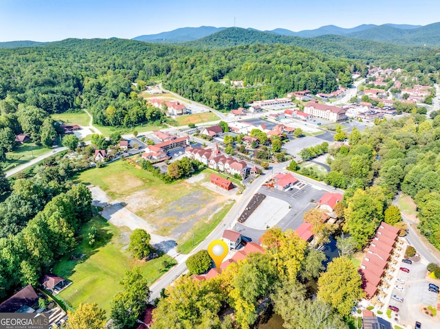 aerial view with a mountain view