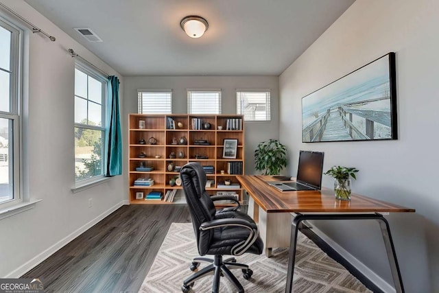 office featuring hardwood / wood-style floors