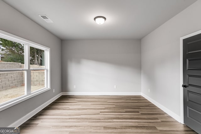 spare room featuring plenty of natural light and light wood-type flooring