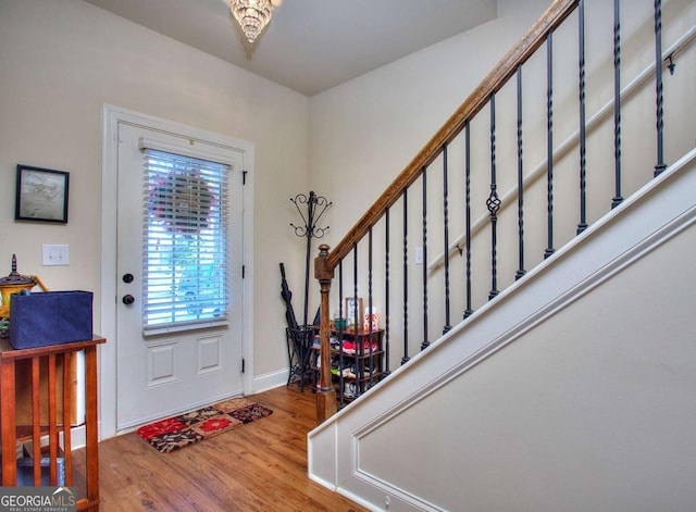 entrance foyer with light hardwood / wood-style flooring