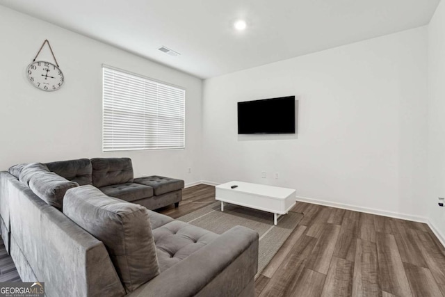 living room featuring hardwood / wood-style flooring