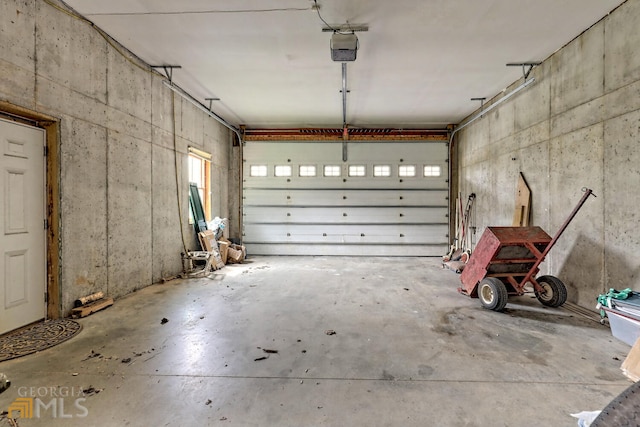 garage with a garage door opener