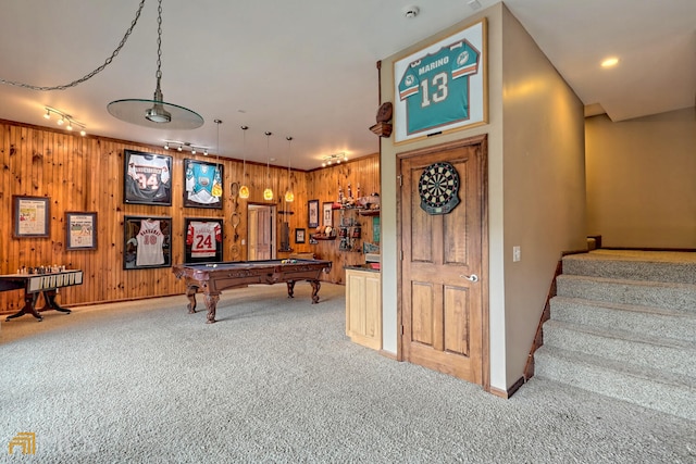 recreation room featuring carpet floors and pool table