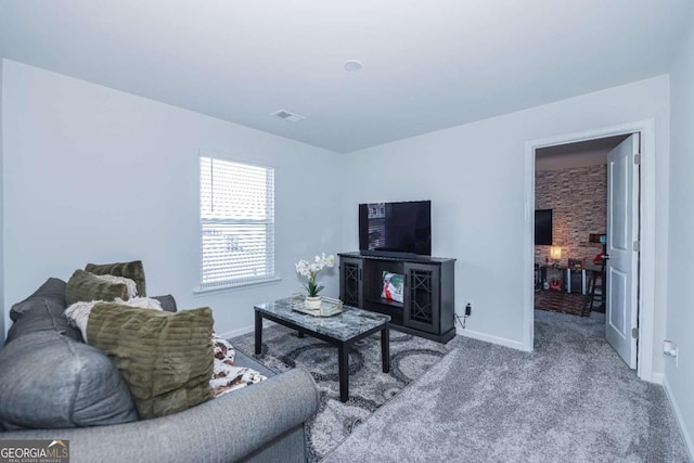 living room with carpet flooring