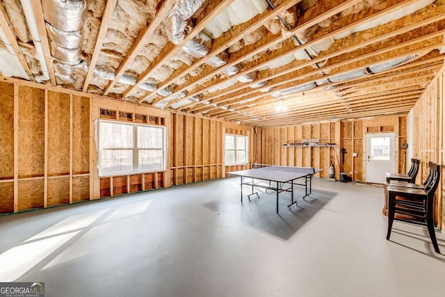 playroom with concrete floors