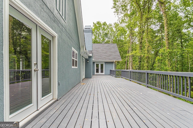 wooden deck with french doors