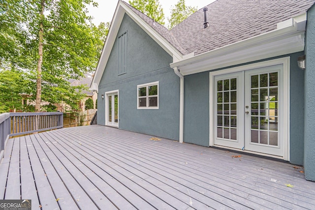 wooden deck with french doors