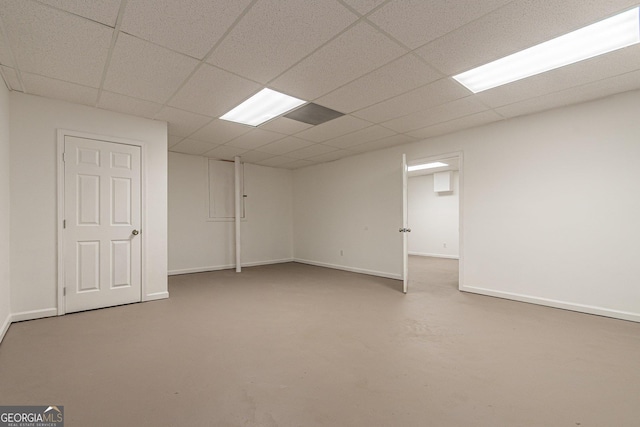 basement with a drop ceiling