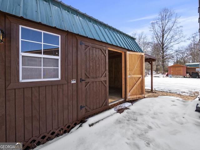 view of snow covered structure