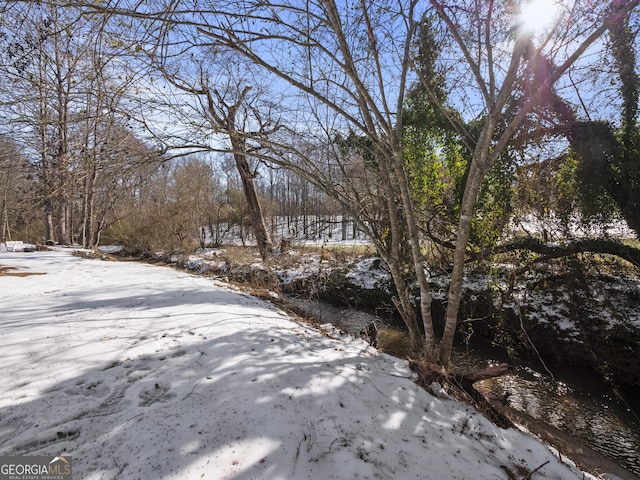 view of yard layered in snow