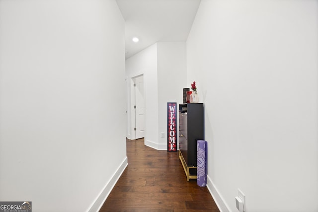 hall featuring dark hardwood / wood-style floors