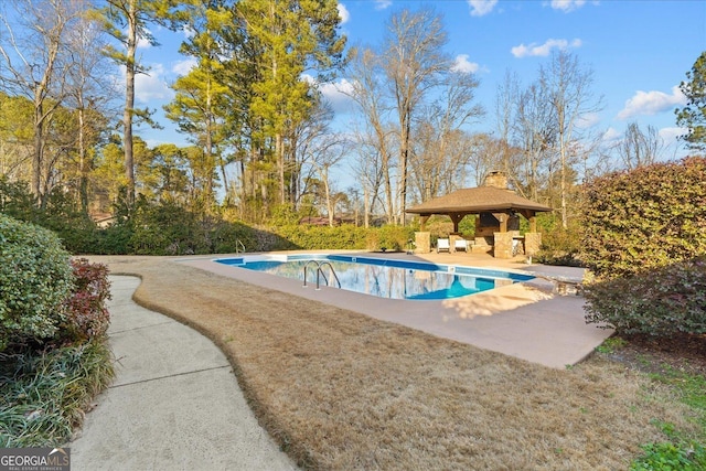 view of pool with a gazebo and a patio area