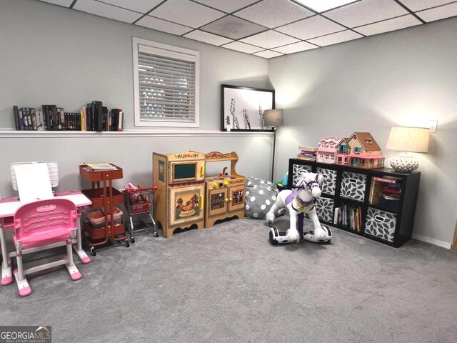 213 Moore Valley Way, Canton, GA 30115 - playroom featuring carpet and a paneled ceiling