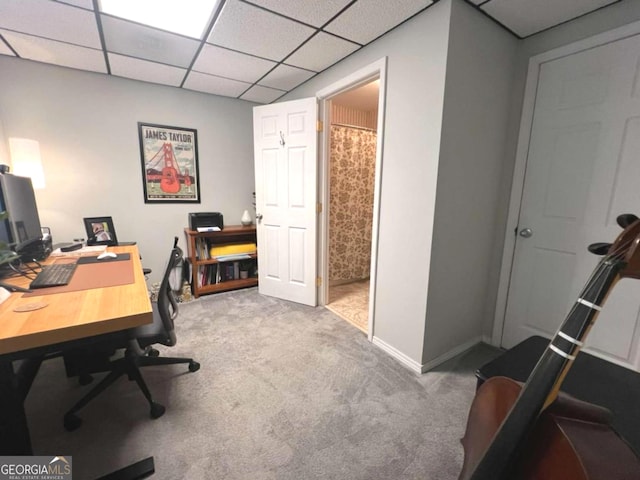 213 Moore Valley Way, Canton, GA 30115 - carpeted home office featuring a paneled ceiling and baseboards