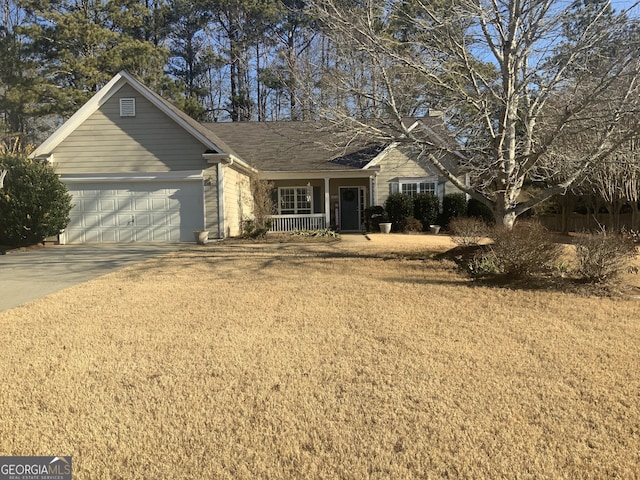 front facade featuring a garage and a porch