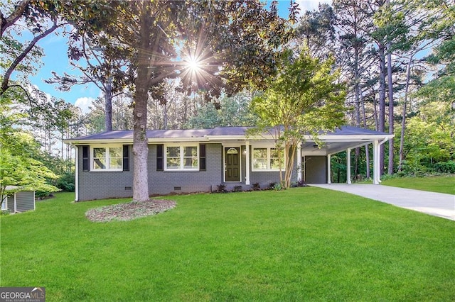 121 Pine Forest Dr, Dallas, GA 30157 - ranch-style home featuring a carport and a front lawn