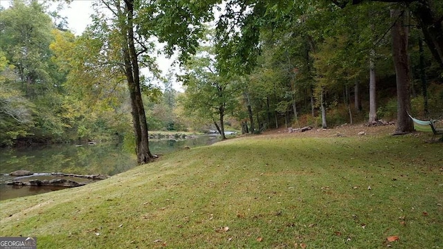 view of yard featuring a water view