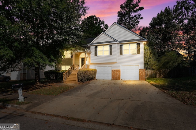 view of front of home with a garage